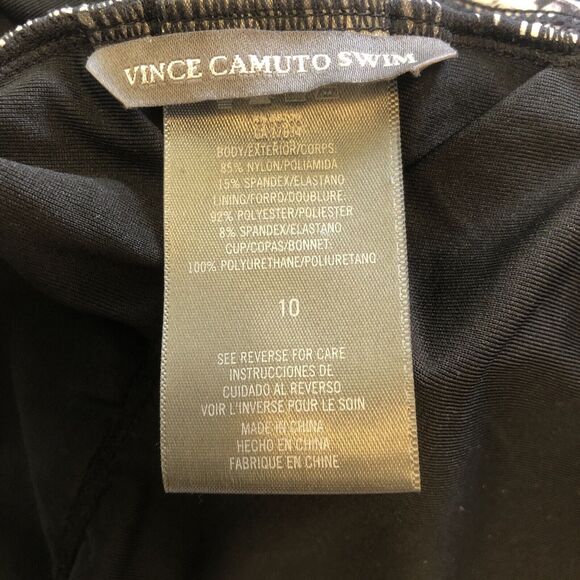 Vince Camuto Women's Snake Print One Piece Swimsuit Size 10 black V Neck Wrap - Picture 8 of 9